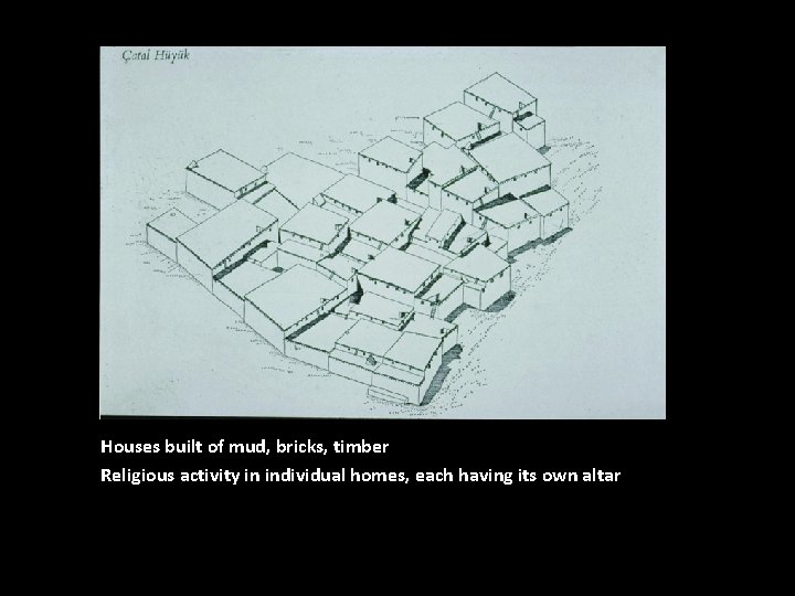 Houses built of mud, bricks, timber Religious activity in individual homes, each having its