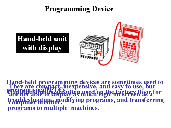 Programming Device Hand-held unit with display Hand-held programming devices are sometimes used to They