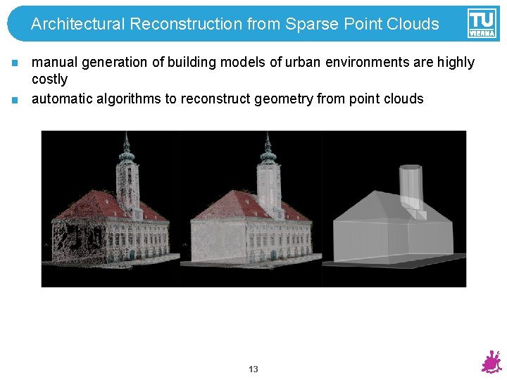 Architectural Reconstruction from Sparse Point Clouds manual generation of building models of urban environments