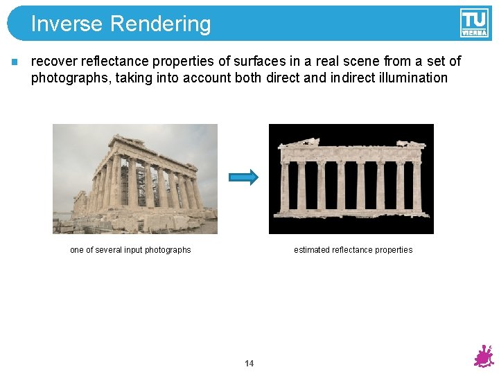 Inverse Rendering recover reflectance properties of surfaces in a real scene from a set