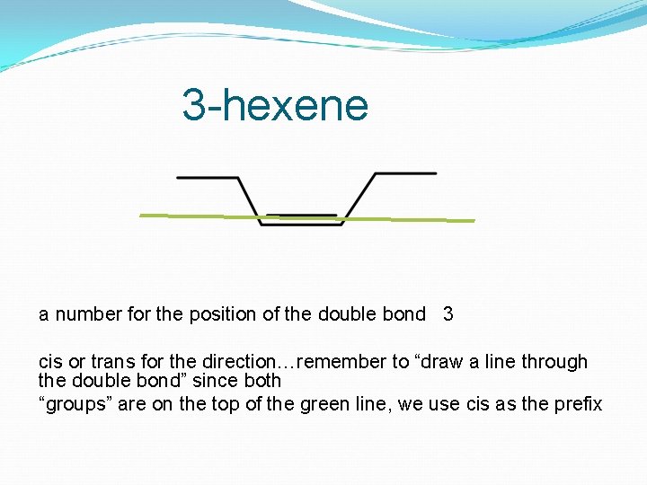 3 -hexene a number for the position of the double bond 3 cis or