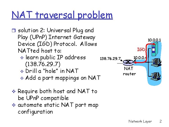 NAT traversal problem r solution 2: Universal Plug and Play (UPn. P) Internet Gateway