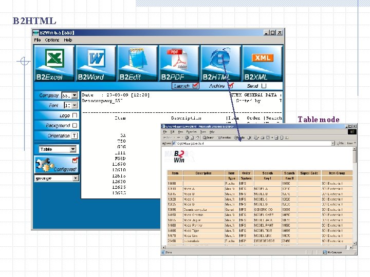 B 2 HTML Table mode 