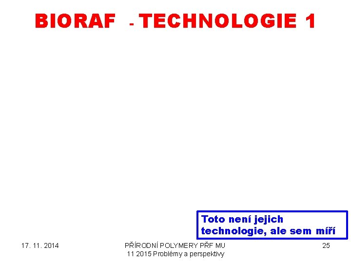 BIORAF - TECHNOLOGIE 1 Toto není jejich technologie, ale sem míří 17. 11. 2014