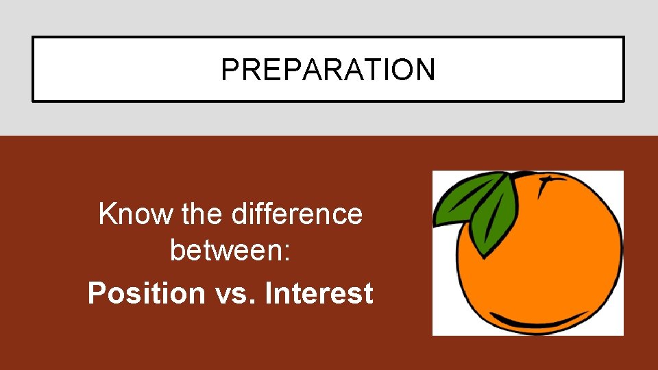 PREPARATION Know the difference between: Position vs. Interest 