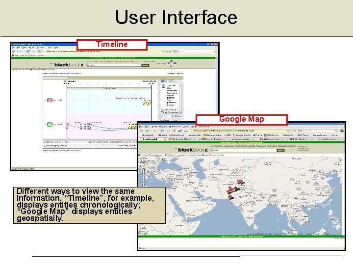 User Interface Timeline Google Map fas Different ways to view the same information. “Timeline”,