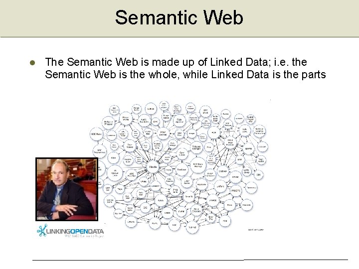 Semantic Web The Semantic Web is made up of Linked Data; i. e. the