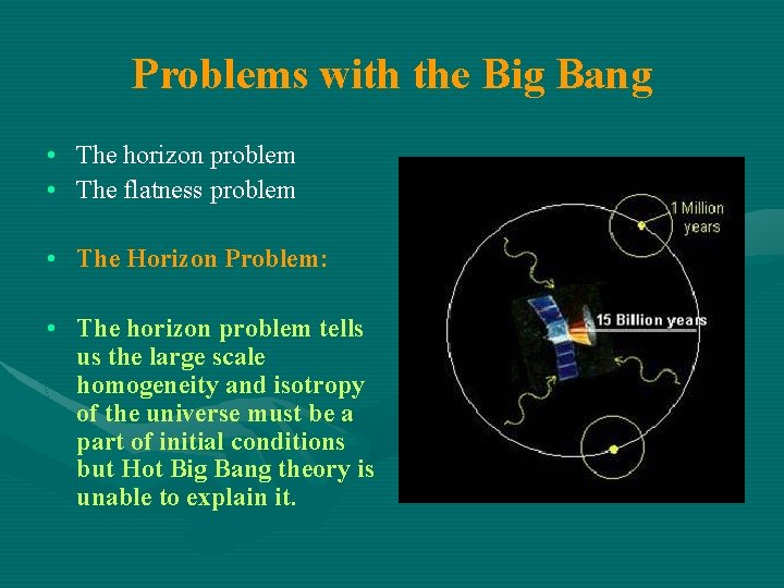 Problems with the Big Bang • The horizon problem • The flatness problem •