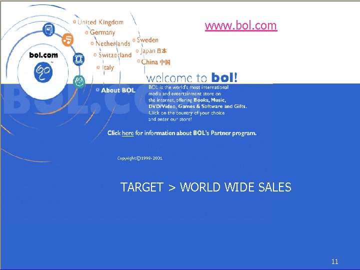 www. bol. com TARGET > WORLD WIDE SALES 11 
