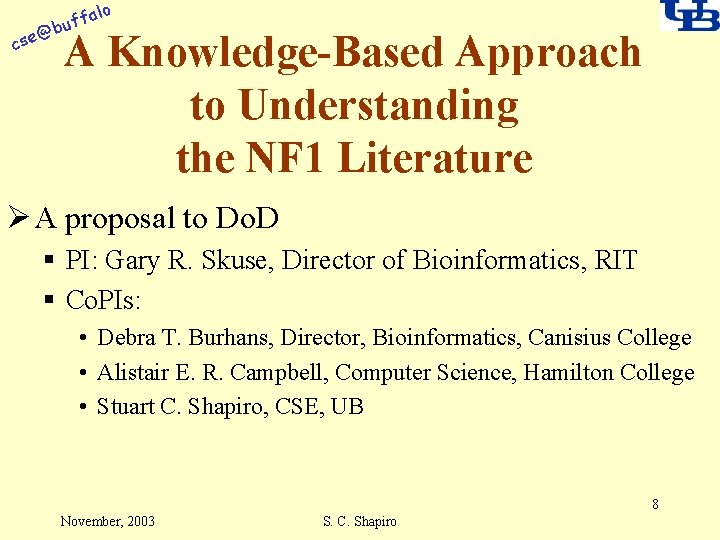 alo f buf @ cse A Knowledge-Based Approach to Understanding the NF 1 Literature
