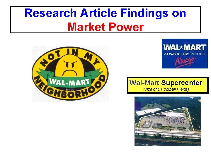 Research Article Findings on Market Power Wal-Mart Supercenter: (size of 3 Football Fields) 