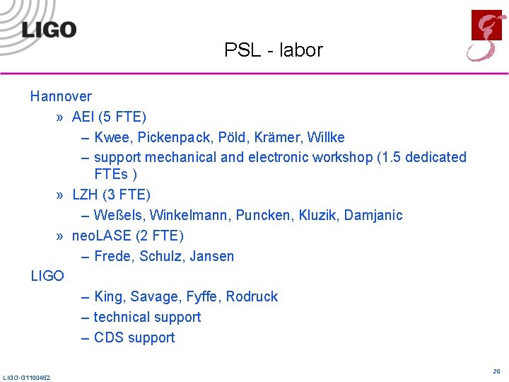 PSL - labor Hannover » AEI (5 FTE) – Kwee, Pickenpack, Pöld, Krämer, Willke