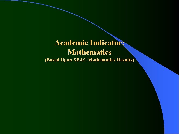 Academic Indicator: Mathematics (Based Upon SBAC Mathematics Results) 