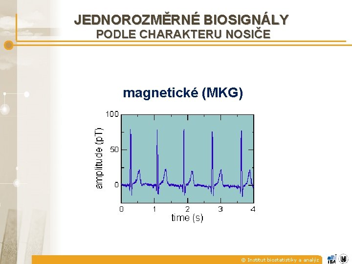 JEDNOROZMĚRNÉ BIOSIGNÁLY PODLE CHARAKTERU NOSIČE magnetické (MKG) © Institut biostatistiky a analýz 