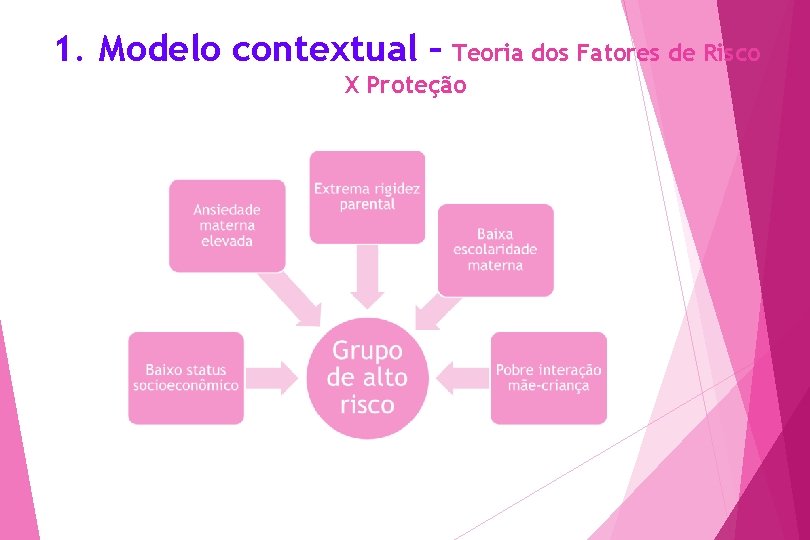 1. Modelo contextual – Teoria dos Fatores de Risco Estudo longitudinal (Sameroff X Proteçãoet