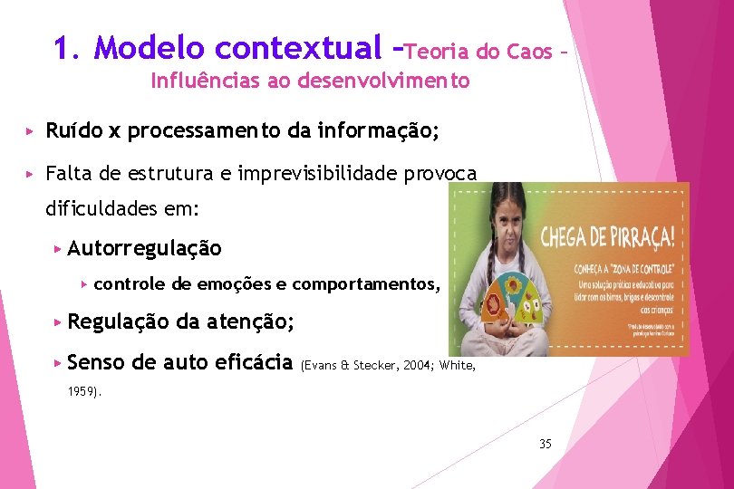 1. Modelo contextual –Teoria do Caos – Influências ao desenvolvimento ▶ Ruído x processamento