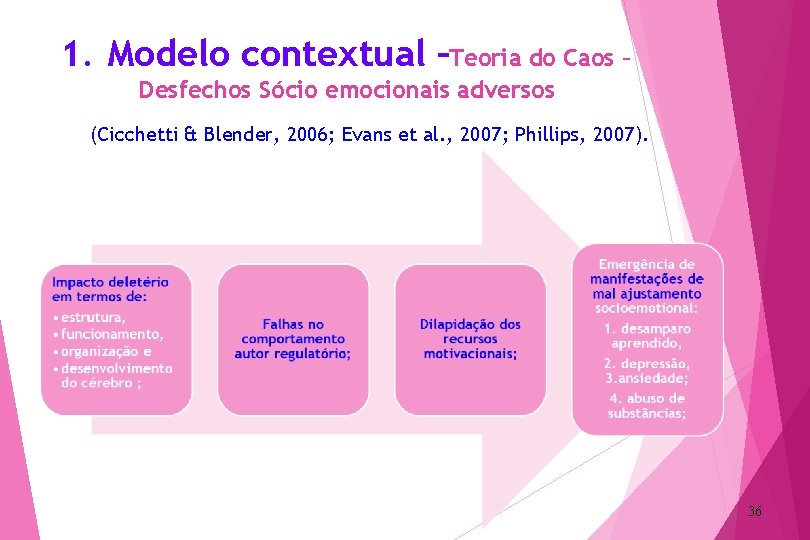 1. Modelo contextual –Teoria do Caos – Desfechos Sócio emocionais adversos (Cicchetti & Blender,