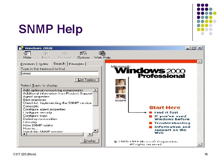 SNMP Help CSIT 220 (Blum) 18 