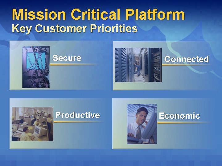 Mission Critical Platform Key Customer Priorities Secure Productive Connected Economic 
