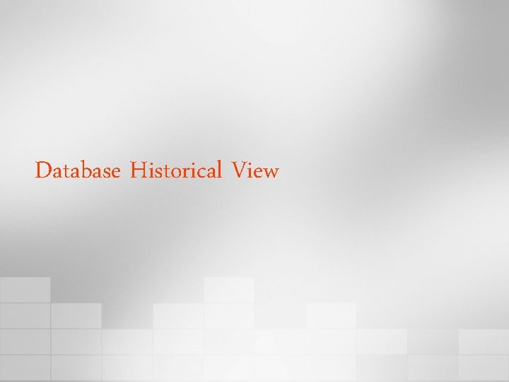 Database Historical View 