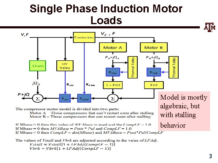 Single Phase Induction Motor Loads Model is mostly algebraic, but with stalling behavior 3