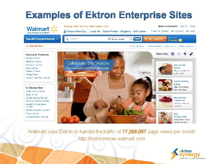 Walmart uses Ektron to handle the traffic of 17, 256, 067 page views per