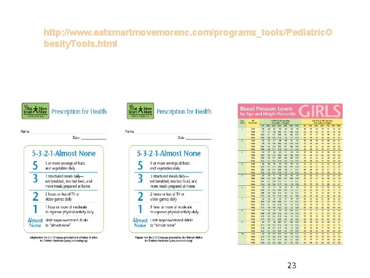 http: //www. eatsmartmovemorenc. com/programs_tools/Pediatric. O besity. Tools. html 23 