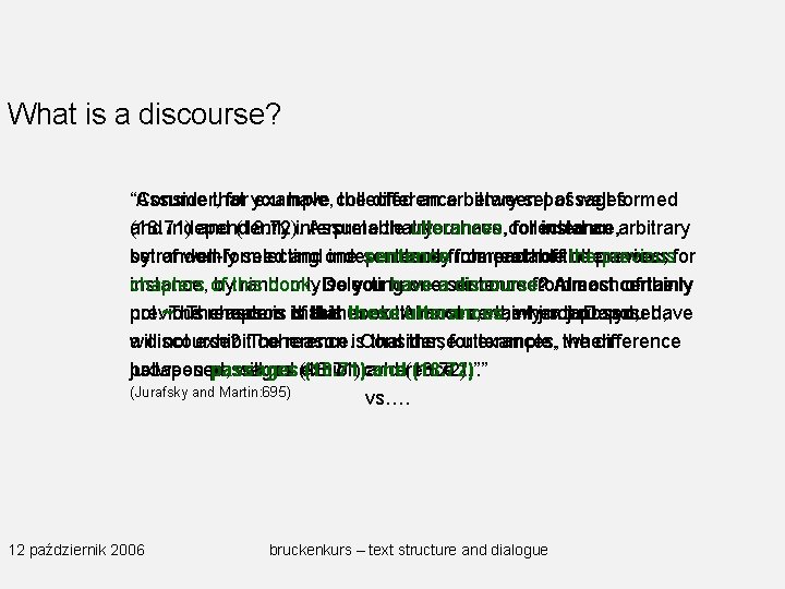 What is a discourse? “Assume that “Consider, for you example, have collected the difference