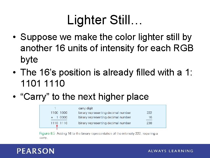 Lighter Still… • Suppose we make the color lighter still by another 16 units