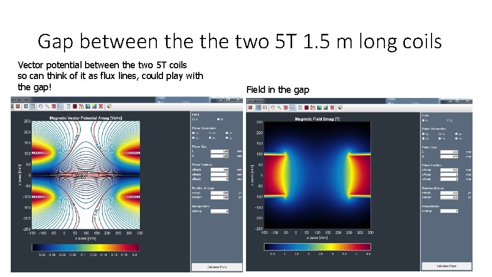 Gap between the two 5 T 1. 5 m long coils Vector potential between