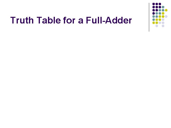 Truth Table for a Full-Adder 