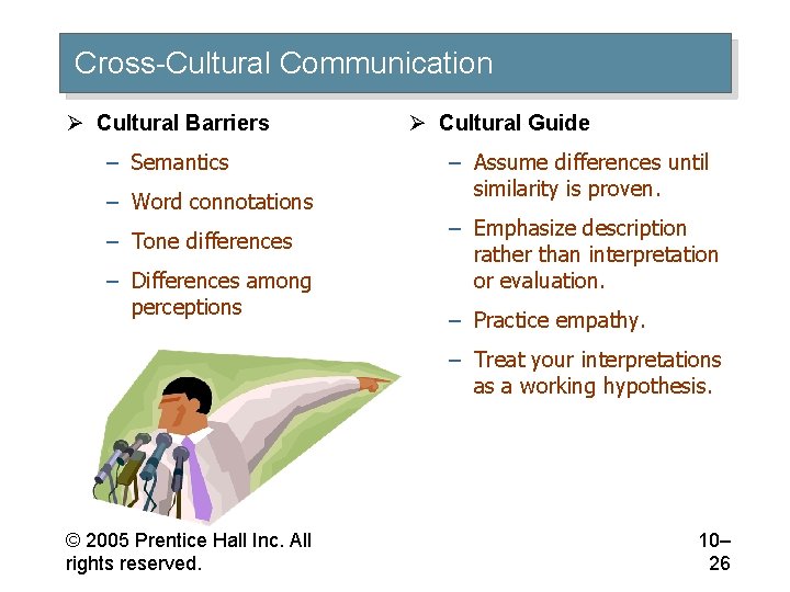 Cross-Cultural Communication Ø Cultural Barriers – Semantics – Word connotations – Tone differences –