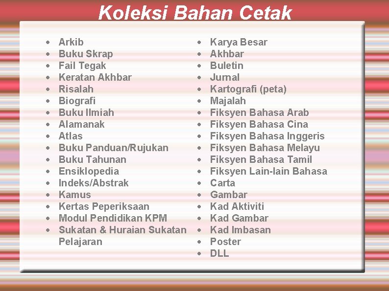 Koleksi Bahan Cetak Arkib Buku Skrap Fail Tegak Keratan Akhbar Risalah Biografi Buku Ilmiah