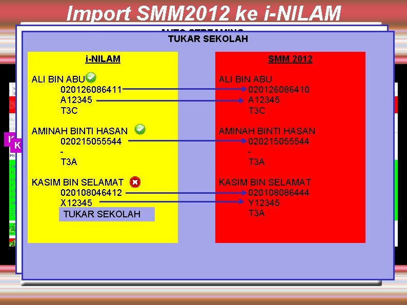 Import SMM 2012 ke i-NILAM AUTO STREAMING TUKAR SEKOLAH i-NILAM ALI BIN ABU 020126086411