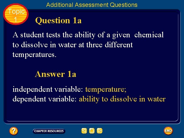 Topic 1 Additional Assessment Questions Question 1 a A student tests the ability of