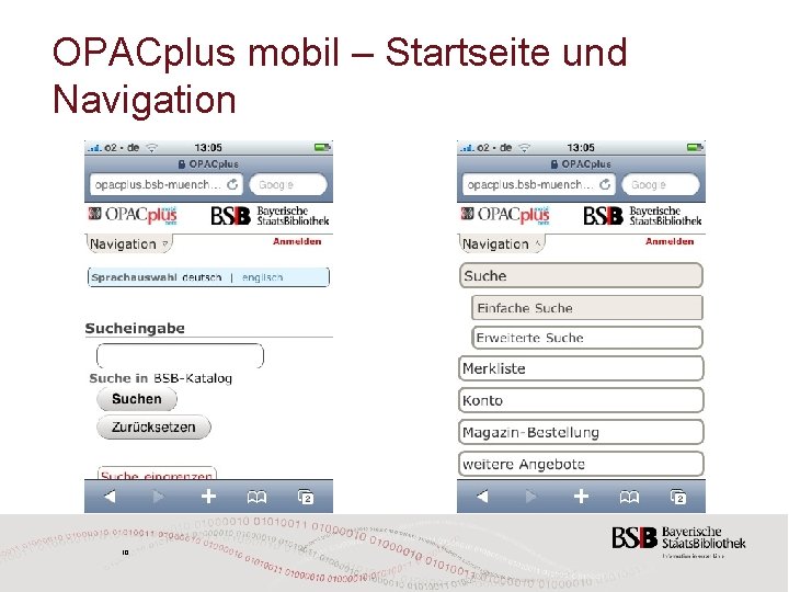 OPACplus mobil – Startseite und Navigation 10 