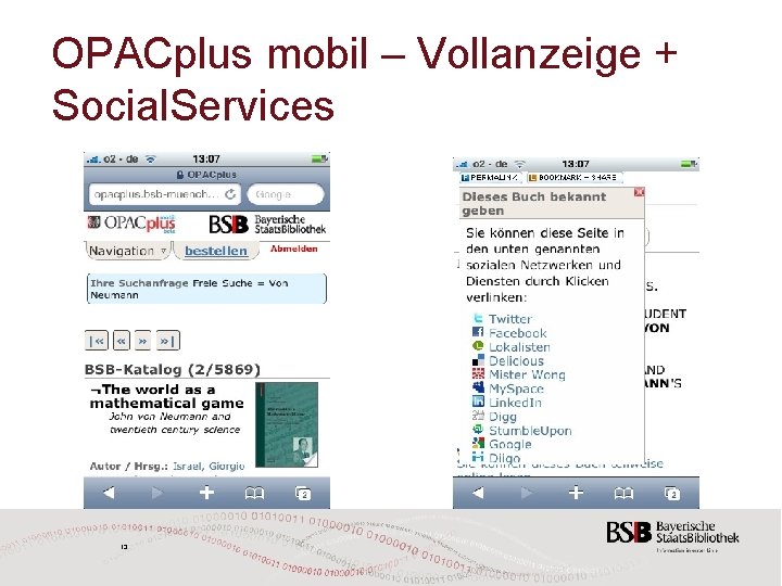 OPACplus mobil – Vollanzeige + Social. Services 13 