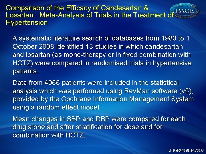Comparison of the Efficacy of Candesartan & Losartan: Meta-Analysis of Trials in the Treatment