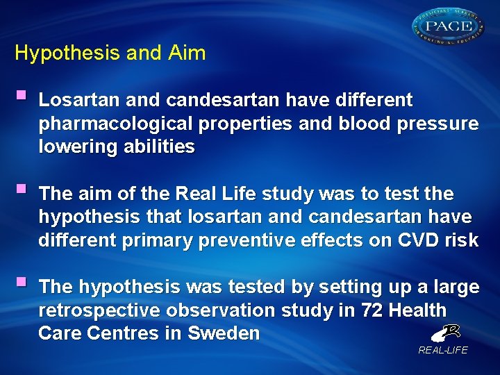 Hypothesis and Aim § Losartan and candesartan have different pharmacological properties and blood pressure