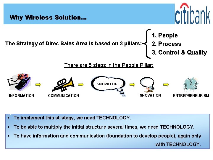 Why Wireless Solution… The Strategy of Direc Sales Area is based on 3 pillars: