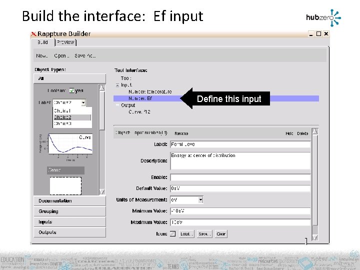 Build the interface: Ef input Define this input 