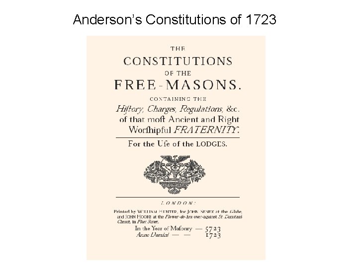 Anderson’s Constitutions of 1723 