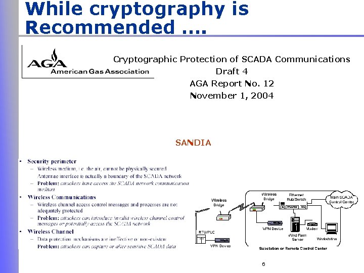 While cryptography is Recommended …. Cryptographic Protection of SCADA Communications Draft 4 AGA Report