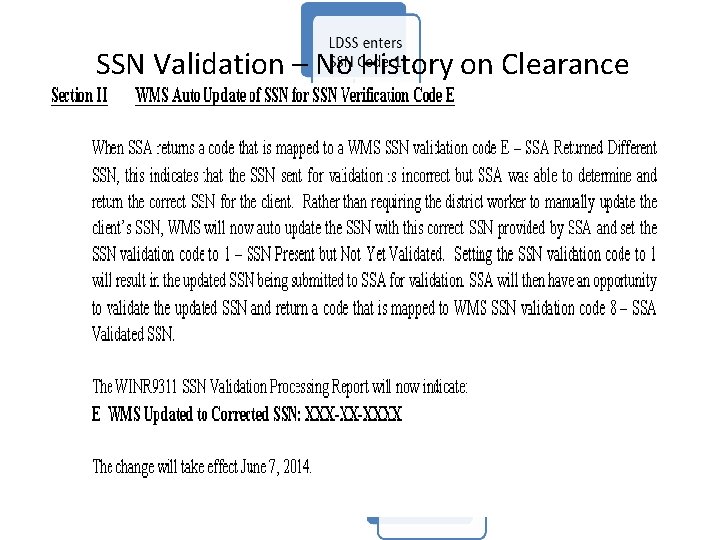 SSN Validation – No History on Clearance 