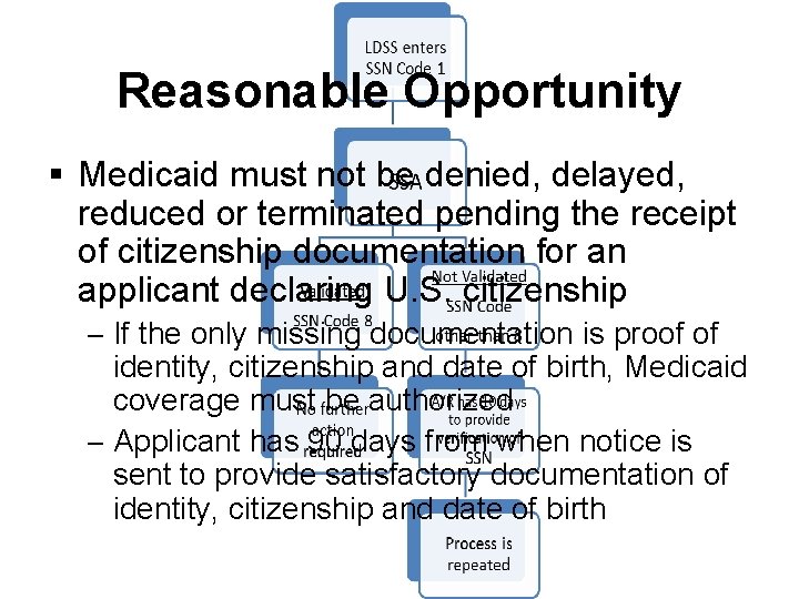 Reasonable Opportunity § Medicaid must not be denied, delayed, reduced or terminated pending the
