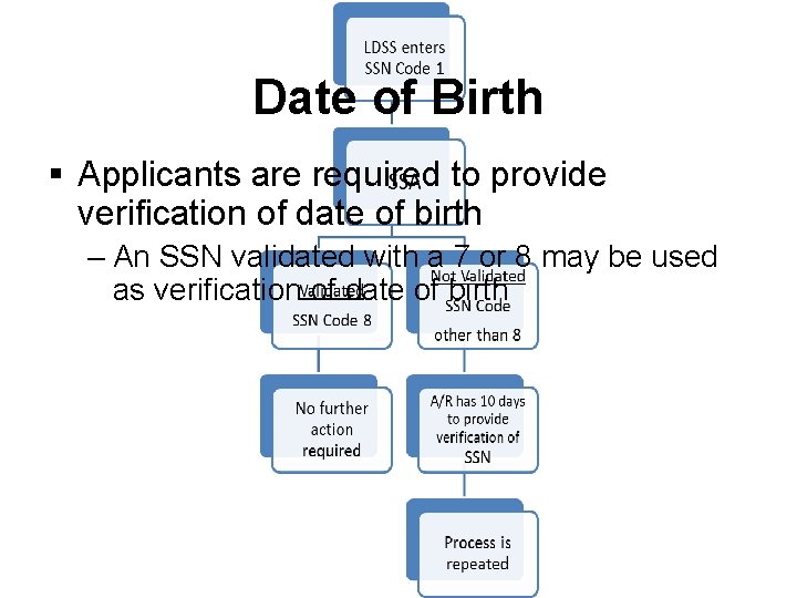 Date of Birth § Applicants are required to provide verification of date of birth