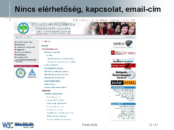 Nincs elérhetőség, kapcsolat, email-cím DSD Pataki Máté 27 / 41 