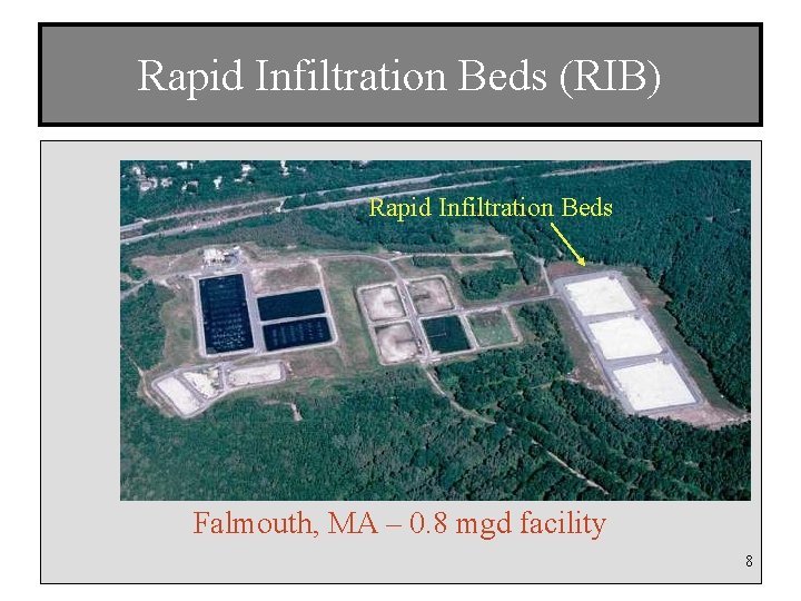 Rapid Infiltration Beds (RIB) Rapid Infiltration Beds Falmouth, MA – 0. 8 mgd facility