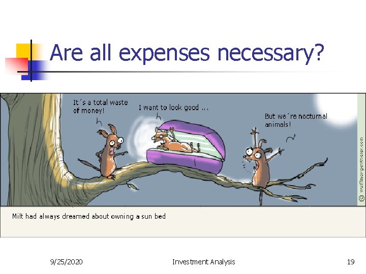 Are all expenses necessary? 9/25/2020 Investment Analysis 19 