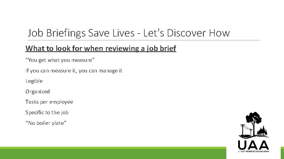 Job Briefings Save Lives - Let's Discover How What to look for when reviewing